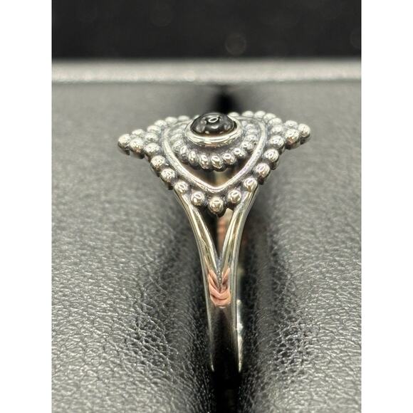 New Condition Sterling Silver Evil Eye Onyx Ring Size 7 - Picture 6 of 11